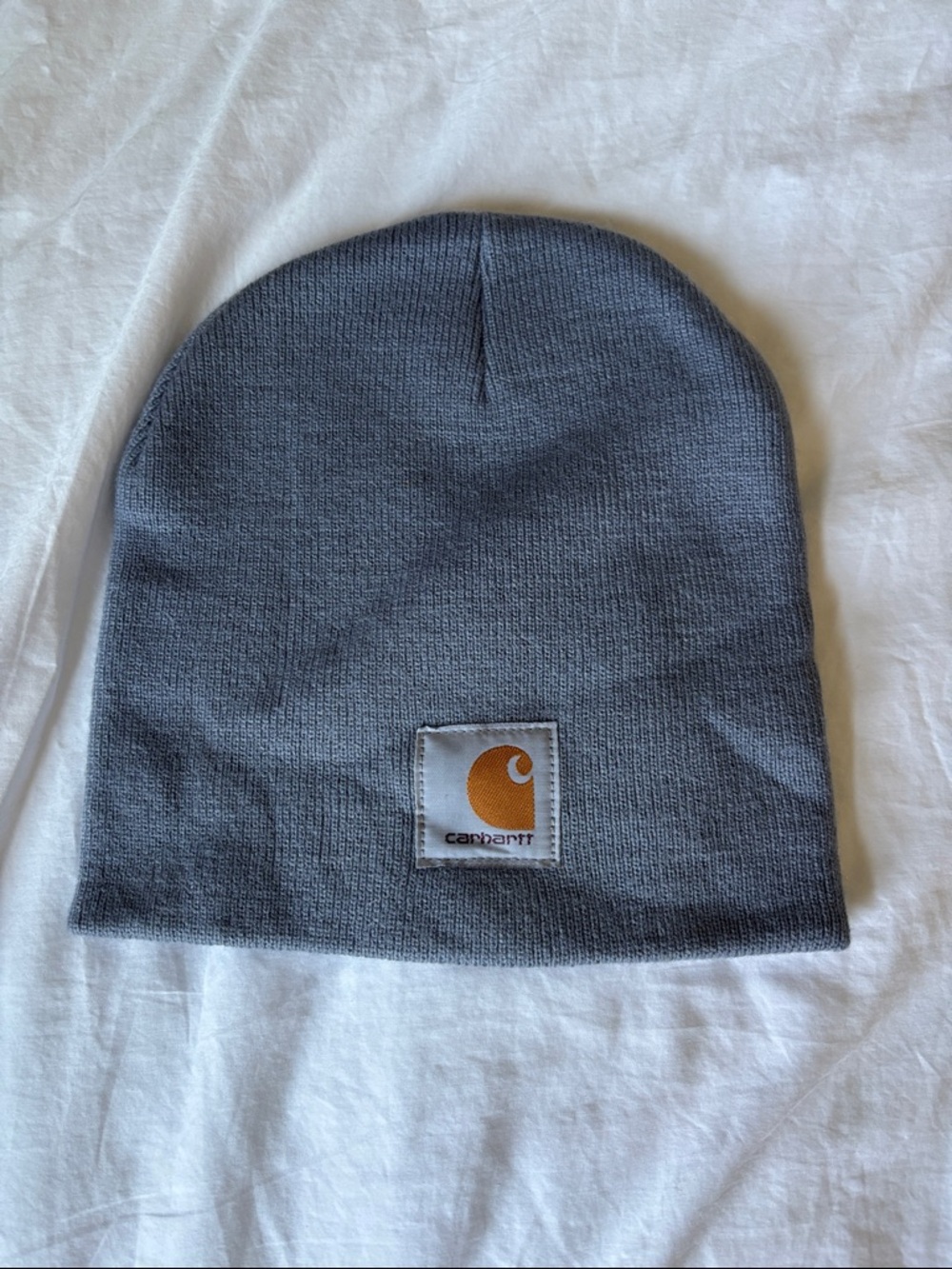 Carhartt Gray Knit Beanie with Orange Patch